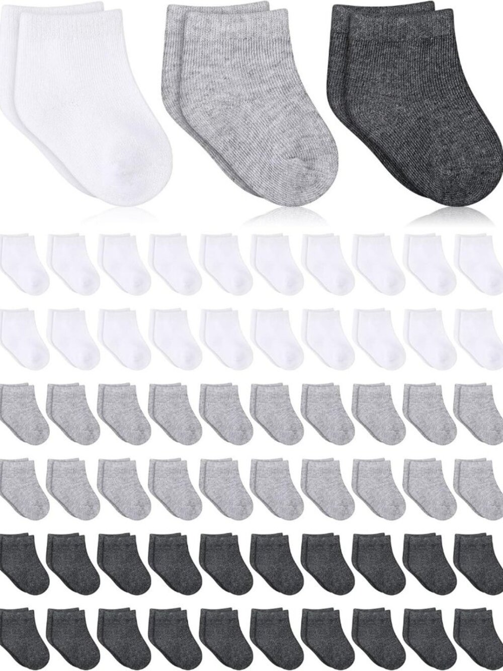 60 Pairs Newborn Baby Socks Bulk - Unisex Cotton Infant Anklets for Boys & Girls